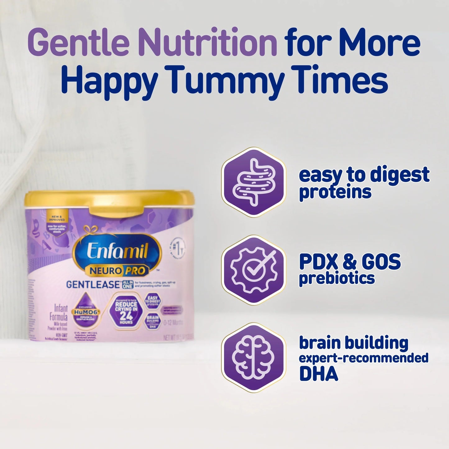 Enfamil NeuroPro Gentlease 2 oz bottle with easy-to-digest proteins, PDX & GOS, DHA
