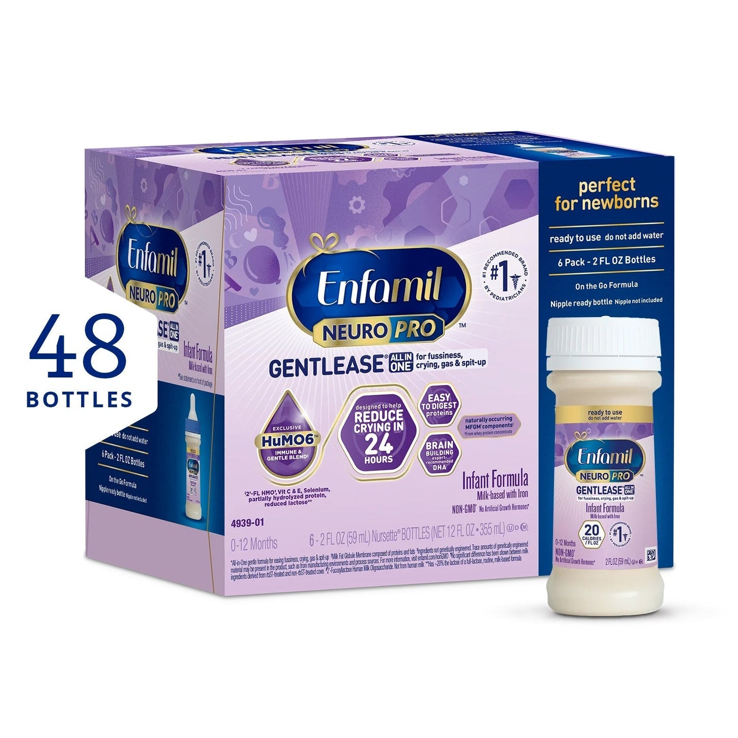 Enfamil NeuroPro Gentlease 48 bottles, 2 oz ready-to-use infant formula