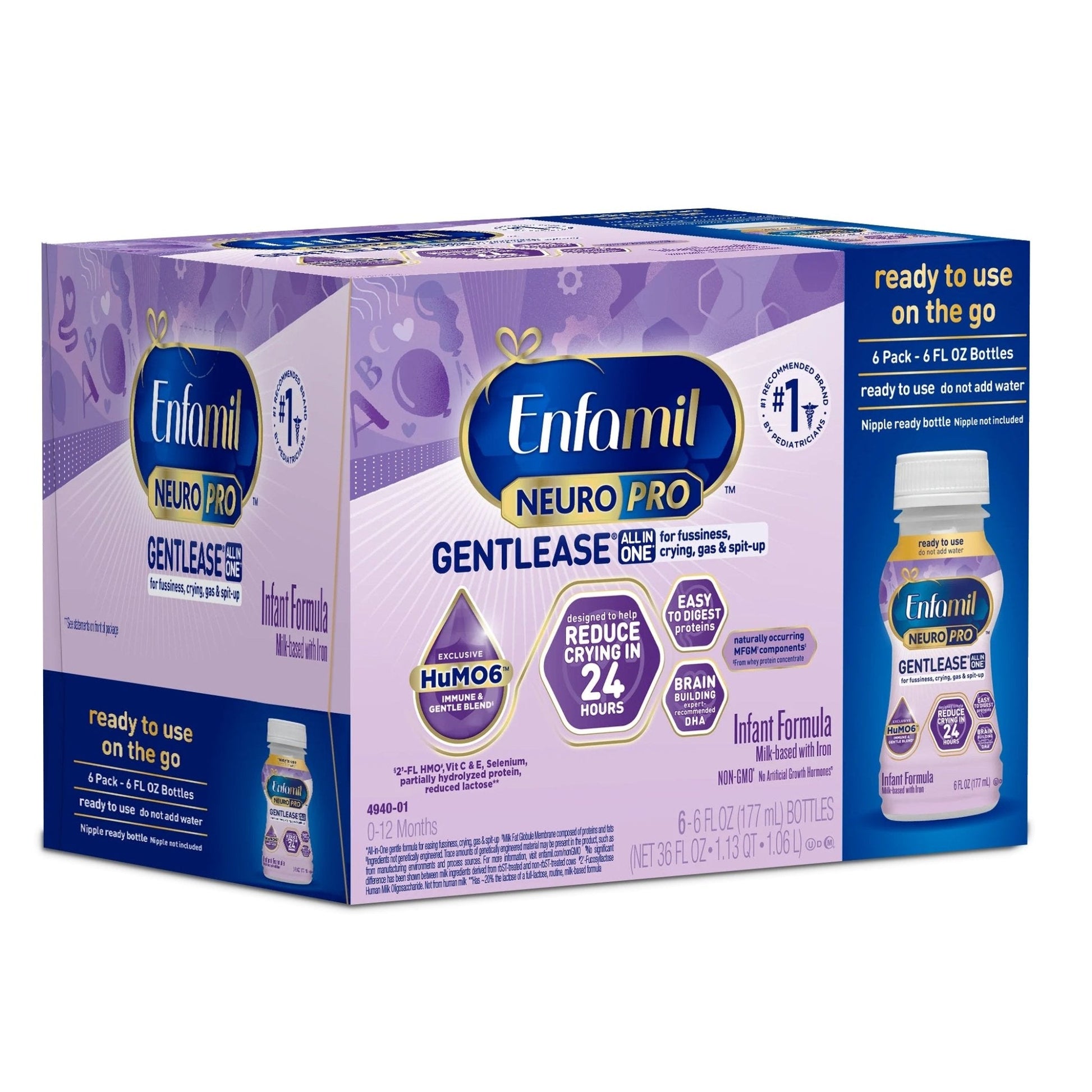 Enfamil NeuroPro Gentlease 6-pack ready-to-use 6 fl oz infant formula bottles