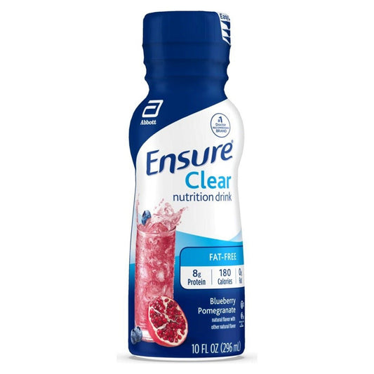 Ensure Clear nutrition drink bottle, blueberry pomegranate flavor, 10 fl oz (296 mL)