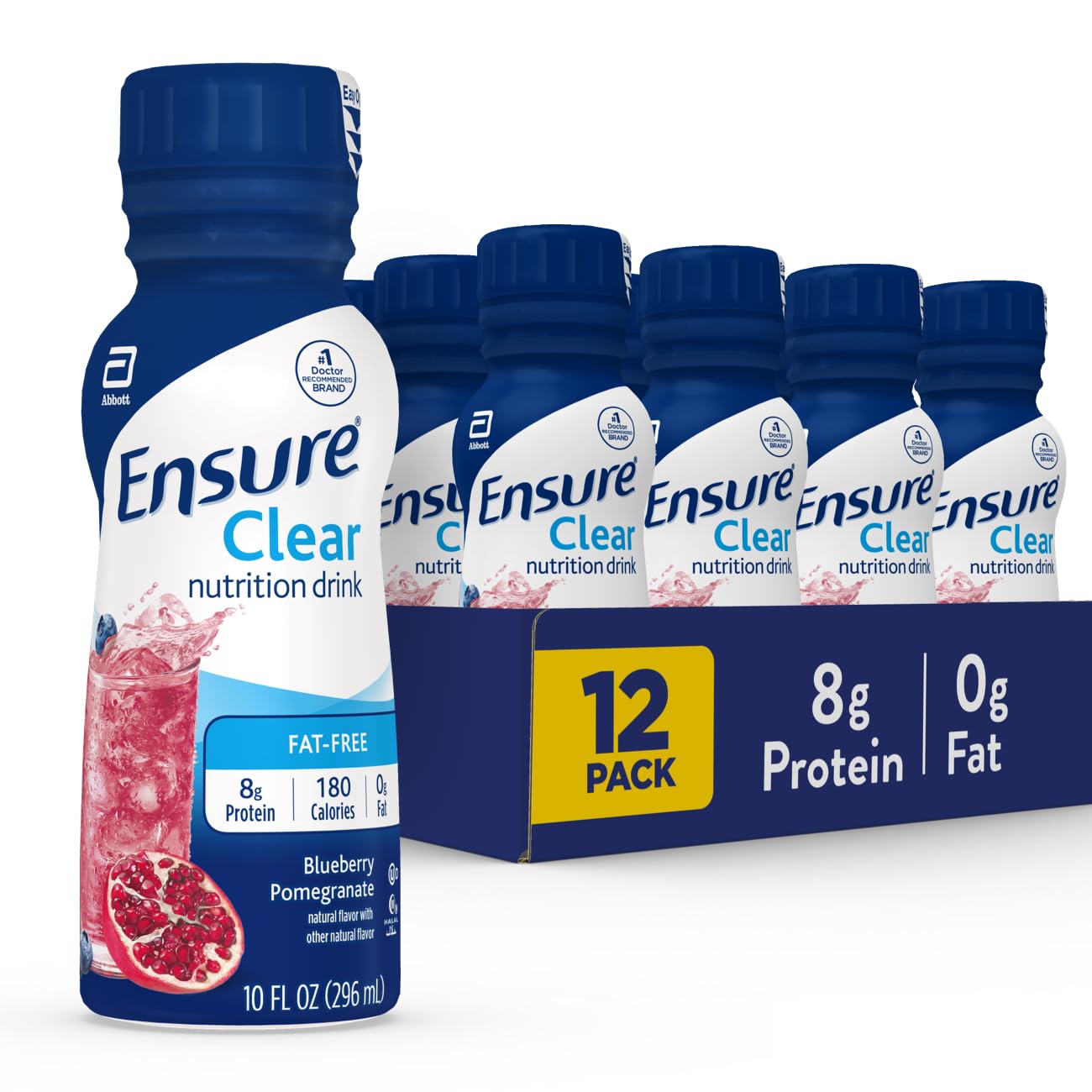 Ensure Clear blueberry pomegranate nutrition drink, case of 12 bottles, 10 fl oz each