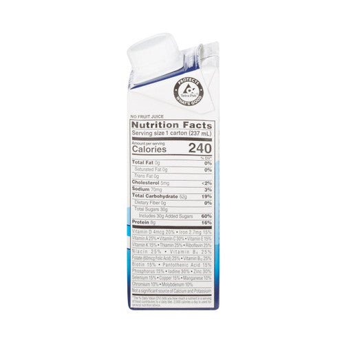 Ensure Clear Apple nutrition drink carton, Nutrition Facts panel