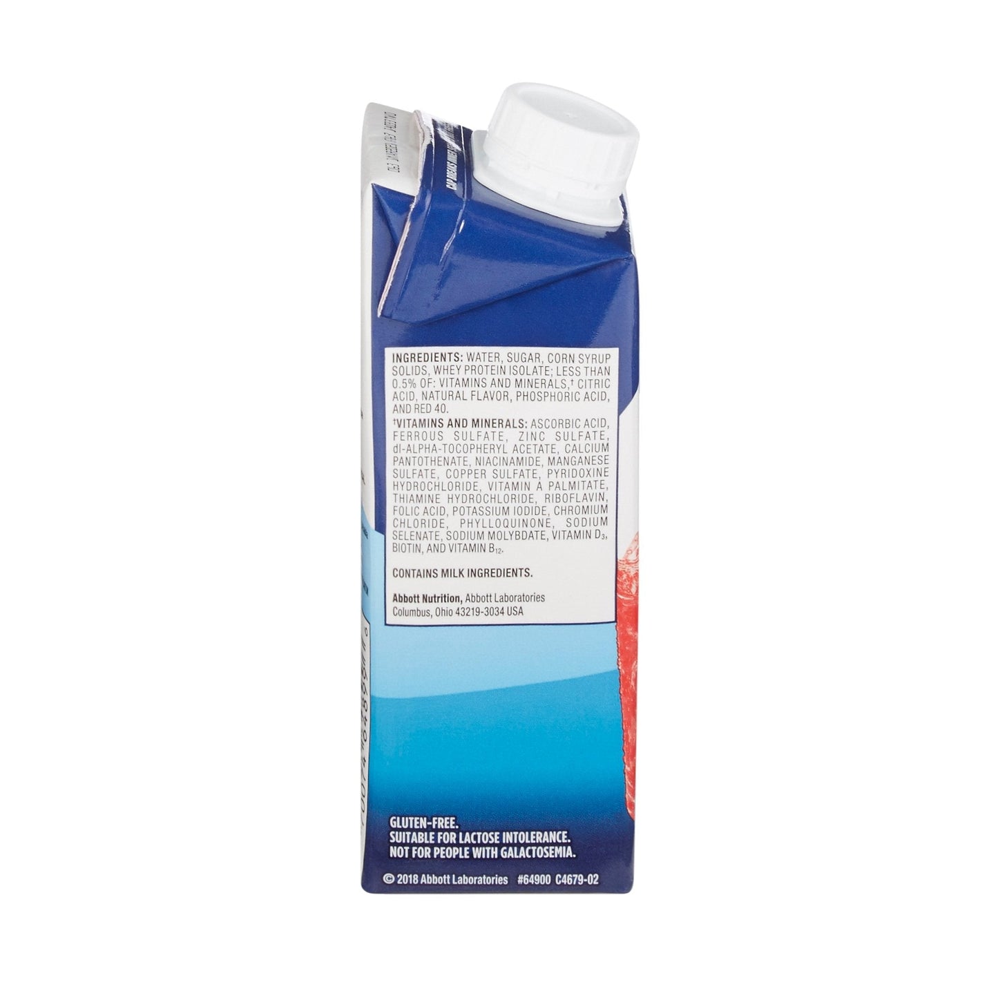 Ensure Clear mixed berry carton back with ingredient list and gluten-free suitability note