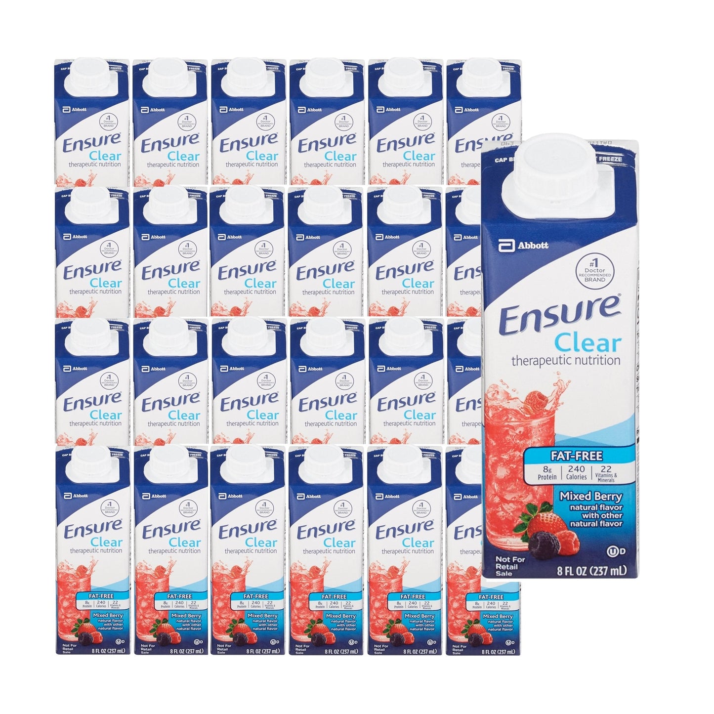 Mixed berry Ensure Clear 8 fl oz cartons multipack with flip-top caps