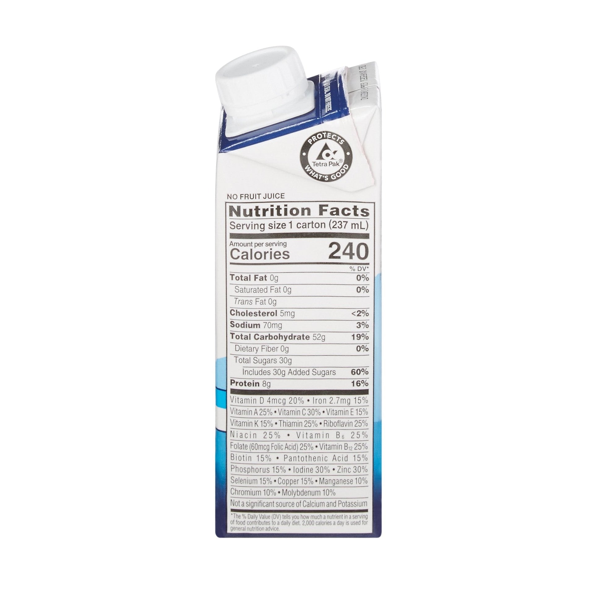 Ensure Clear mixed berry carton back panel with Nutrition Facts, serving size 1 carton