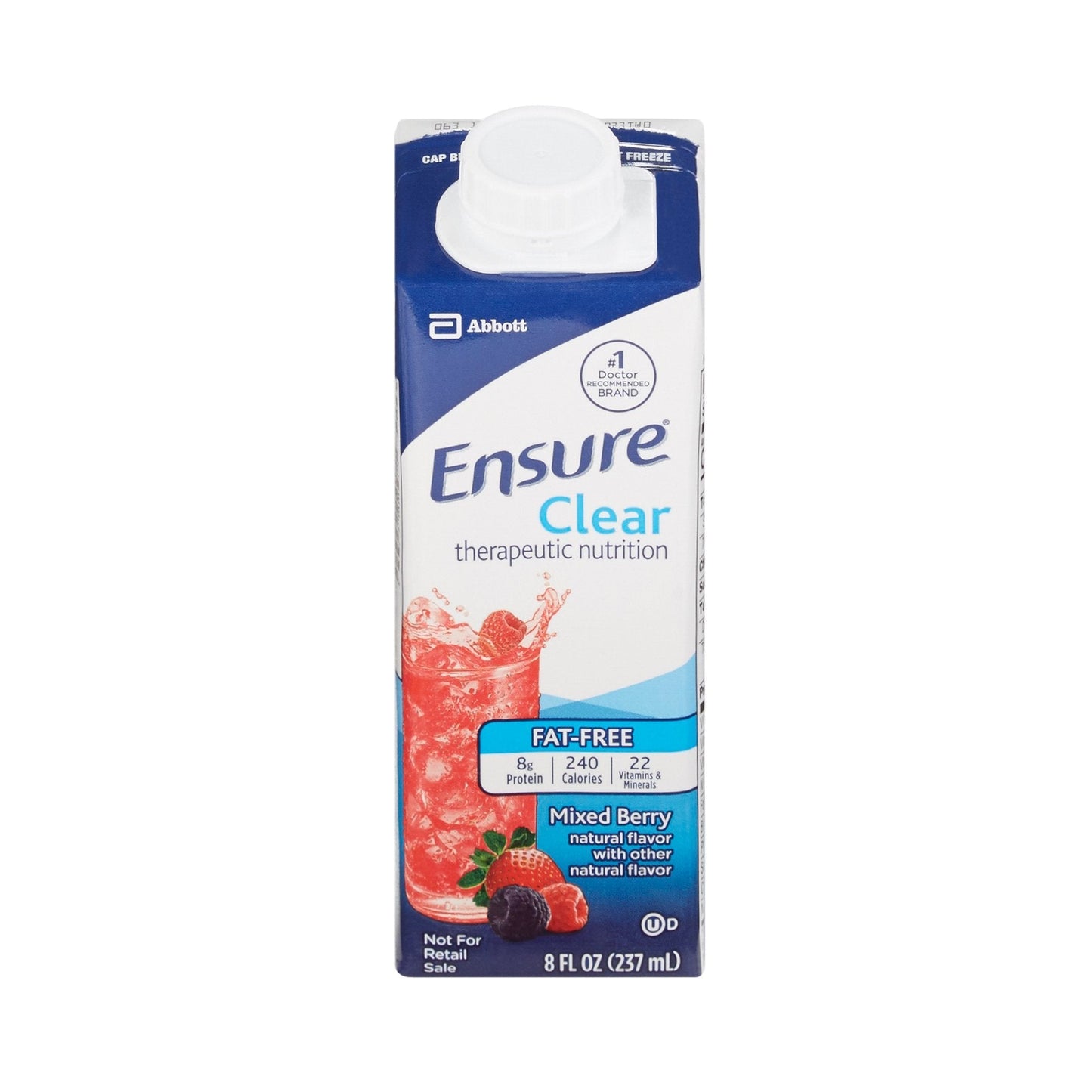 Ensure Clear mixed berry therapeutic nutrition drink, 8 fl oz carton, flip cap
