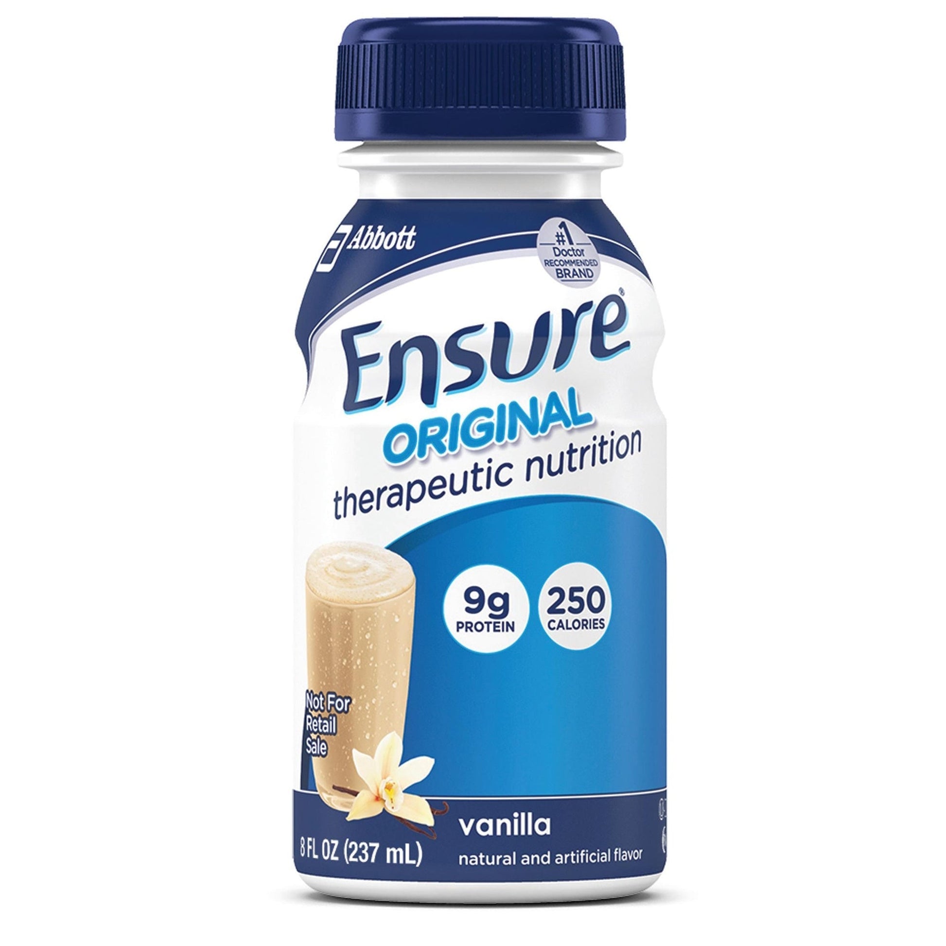 Ensure Original therapeutic nutrition vanilla 8 fl oz bottle, blue cap, 9g protein