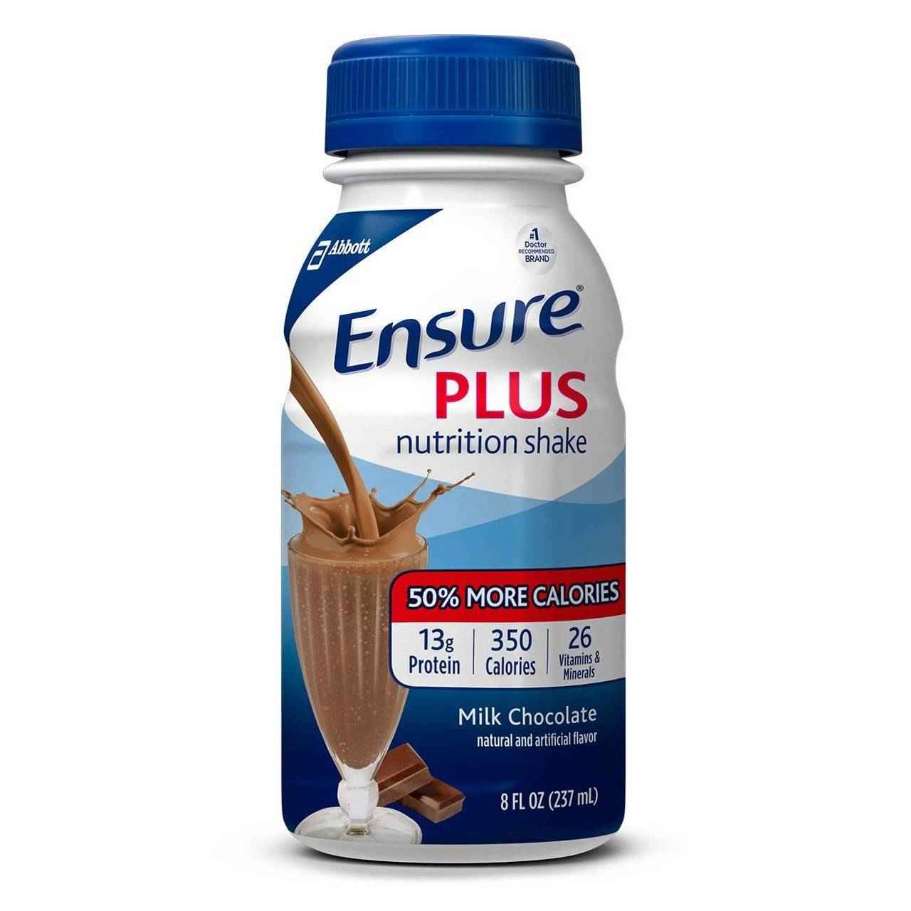 Ensure Plus nutrition shake bottle, milk chocolate, 8 fl oz (237 ml)