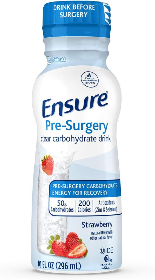Ensure Pre-Surgery clear carbohydrate drink, strawberry flavor, 10 fl oz bottle