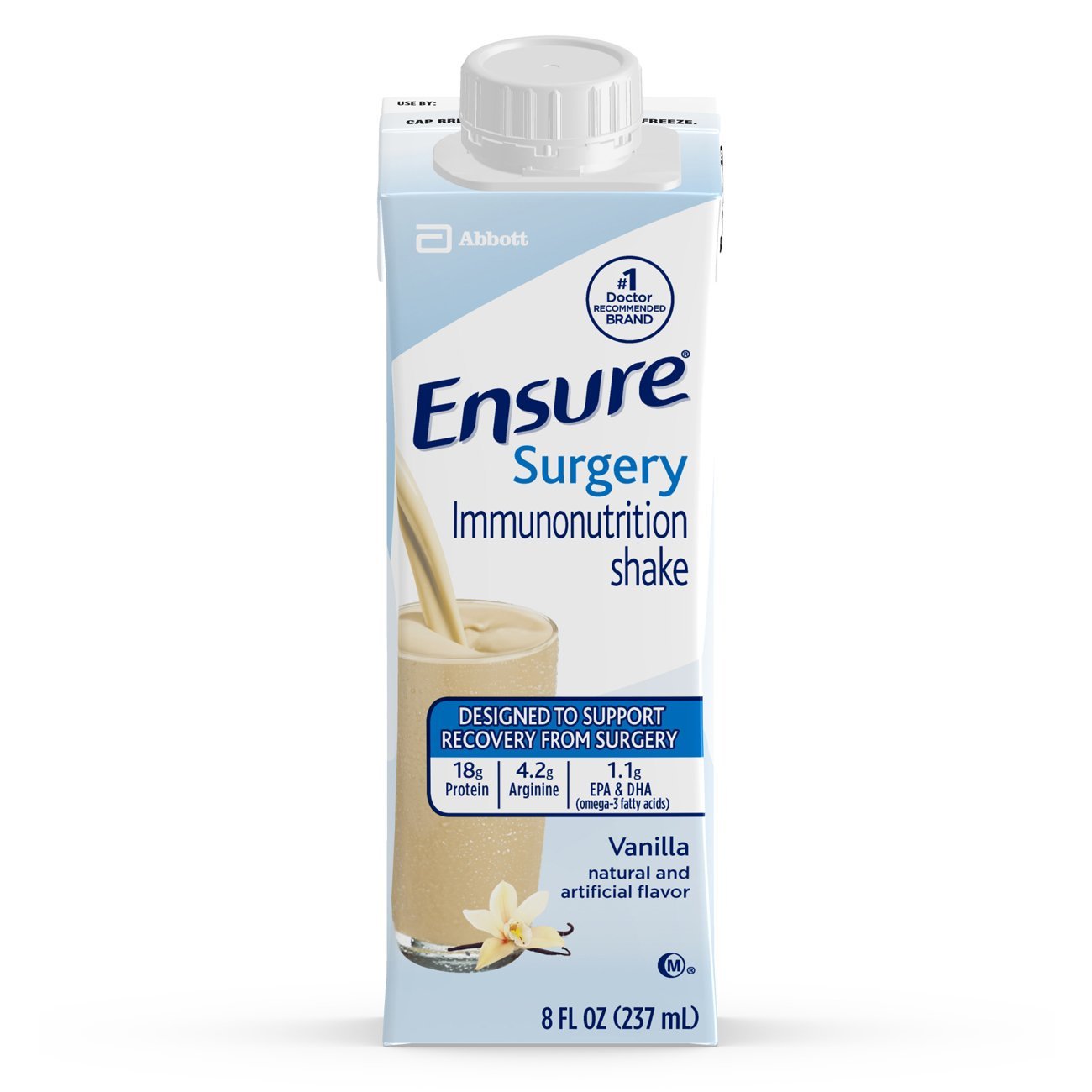 Ensure Surgery immunonutrition shake carton, vanilla flavor, 8 fl oz (237 mL)