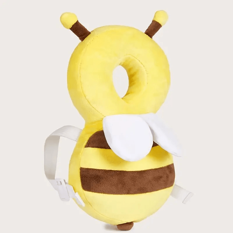 Bee head protection cushion pillow with round yellow center opening and white wing