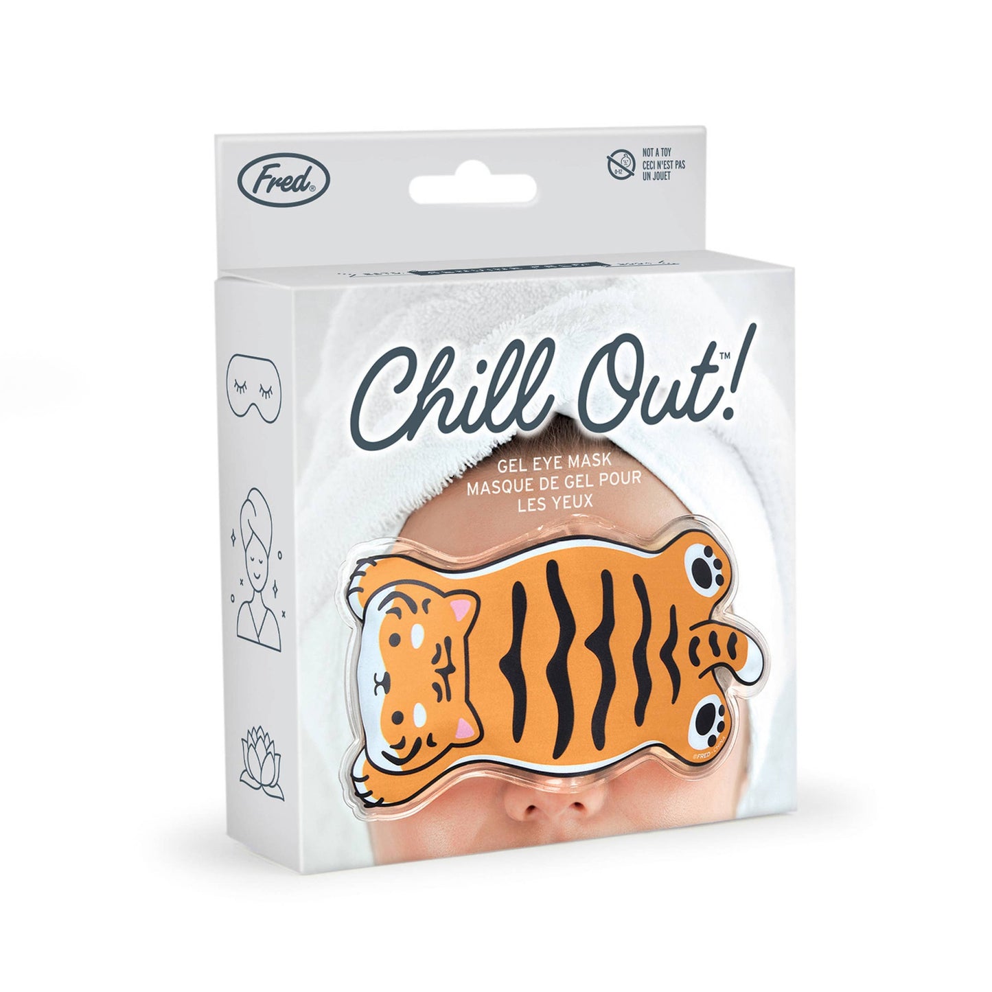 Cooling gel eye mask packaging with tiger face print
