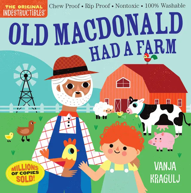 Chew-proof kids book cover, Old MacDonald Had a Farm with farmer and barn animals