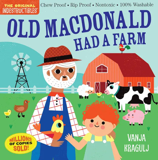 Chew-proof kids book cover, Old MacDonald Had a Farm with farmer and barn animals