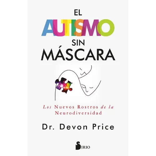 Paperback book cover with colorful autism text and face illustration