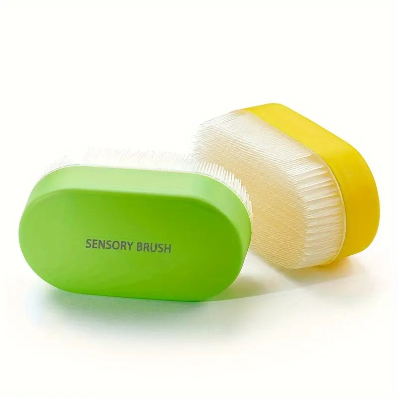 🧠 Sensory SuperStar™ Starter Kit ParkerandTalia, green plastic brush with white bristles and yellow cap, compact, ergonomic