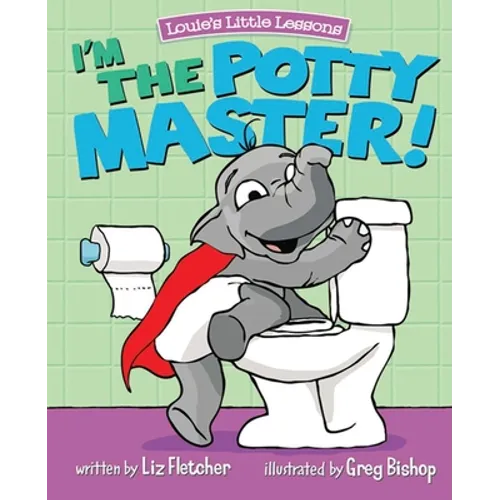 Children's potty-training paperback book cover with elephant and bold title text