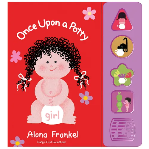 Girl sound board book with illustrated child and purple sound-button strip