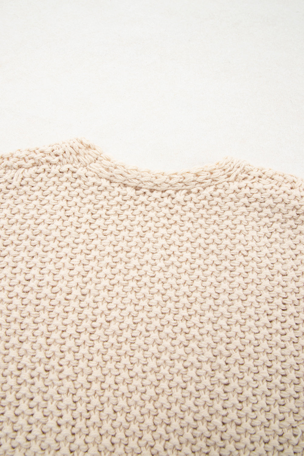 Parchment crochet open-front cardigan with textured stitch and wide neckline