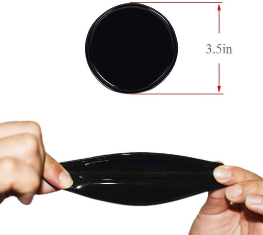 Single dark gel pad, round and flexible, about 3.5 in for secure positioning