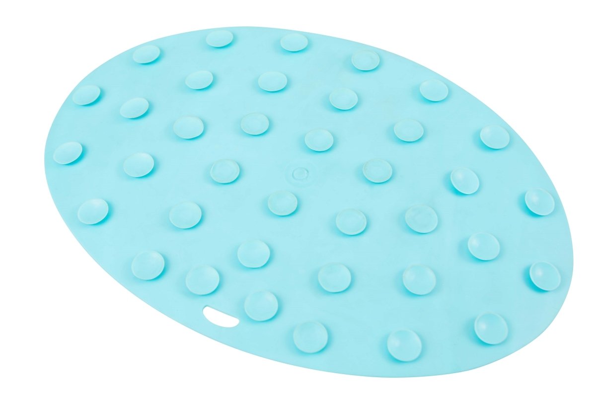 Blue foot scrubber base with raised circular massage nubs