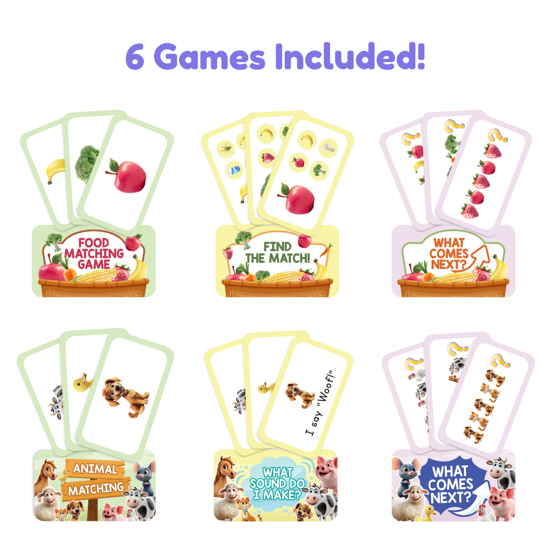 Popplers Farm & Food card decks with animal and food matching cards