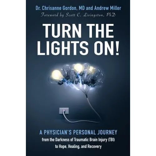 Paperback book cover: 'TURN THE LIGHTS ON!' with glowing bulb illustration