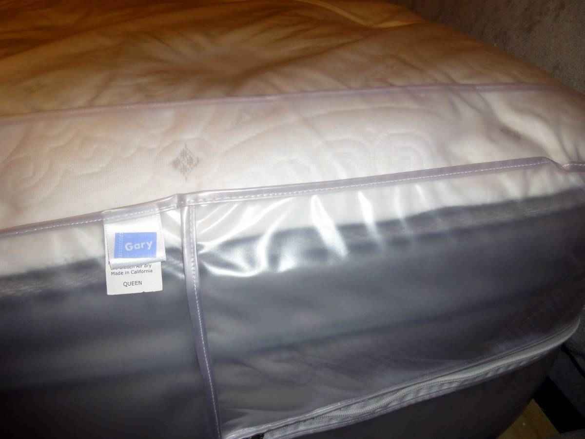 California Queen plastic mattress protector, silver gray waterproof cover with label