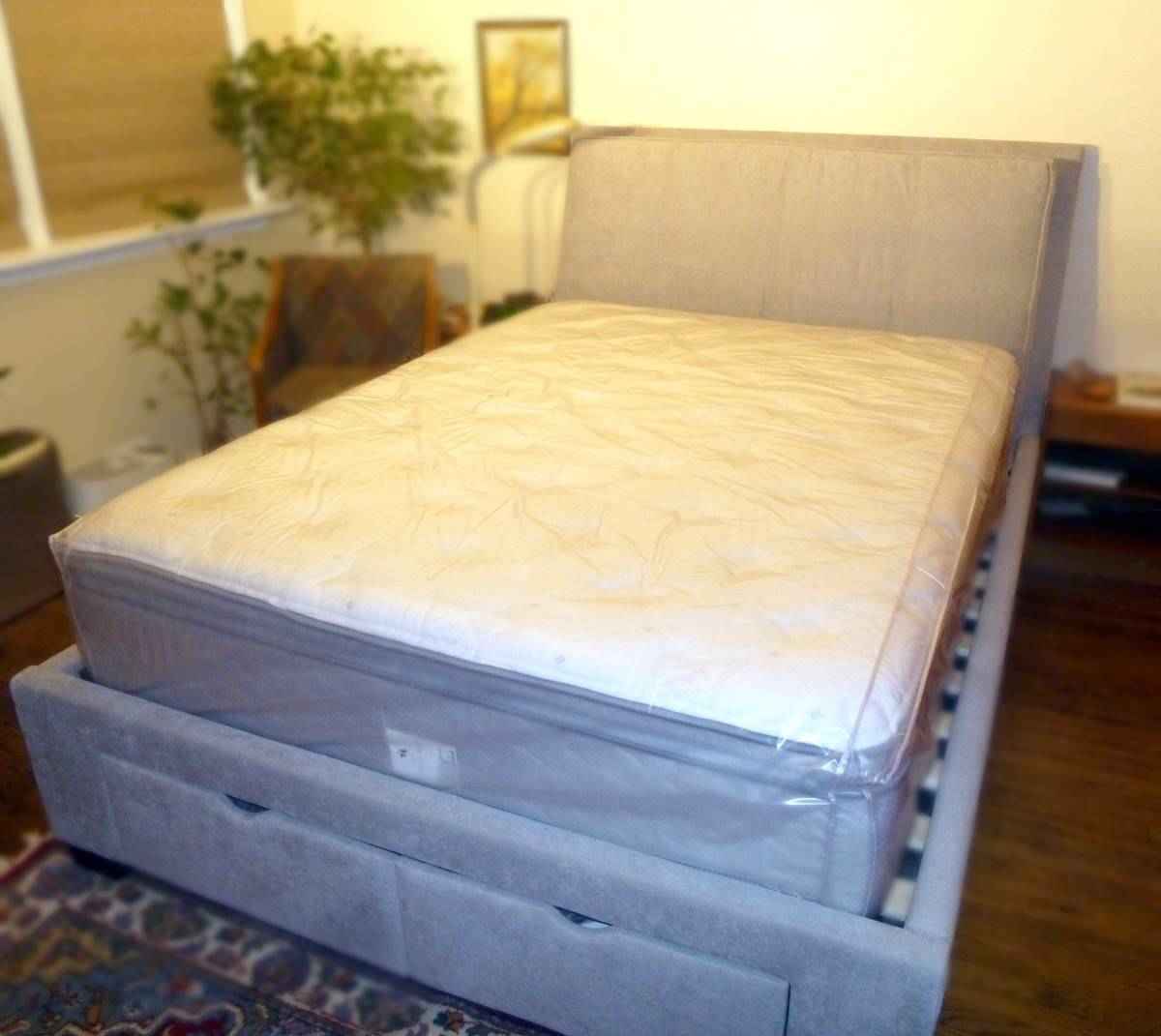 Full mattress cover protector in milky white, heavy-duty plastic with secure fit