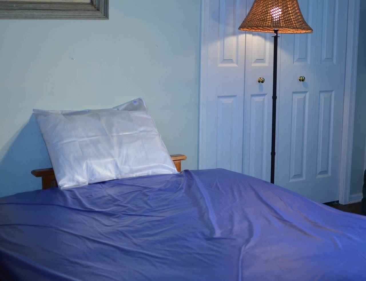 California Queen plastic mattress protector, sapphire blue waterproof cover