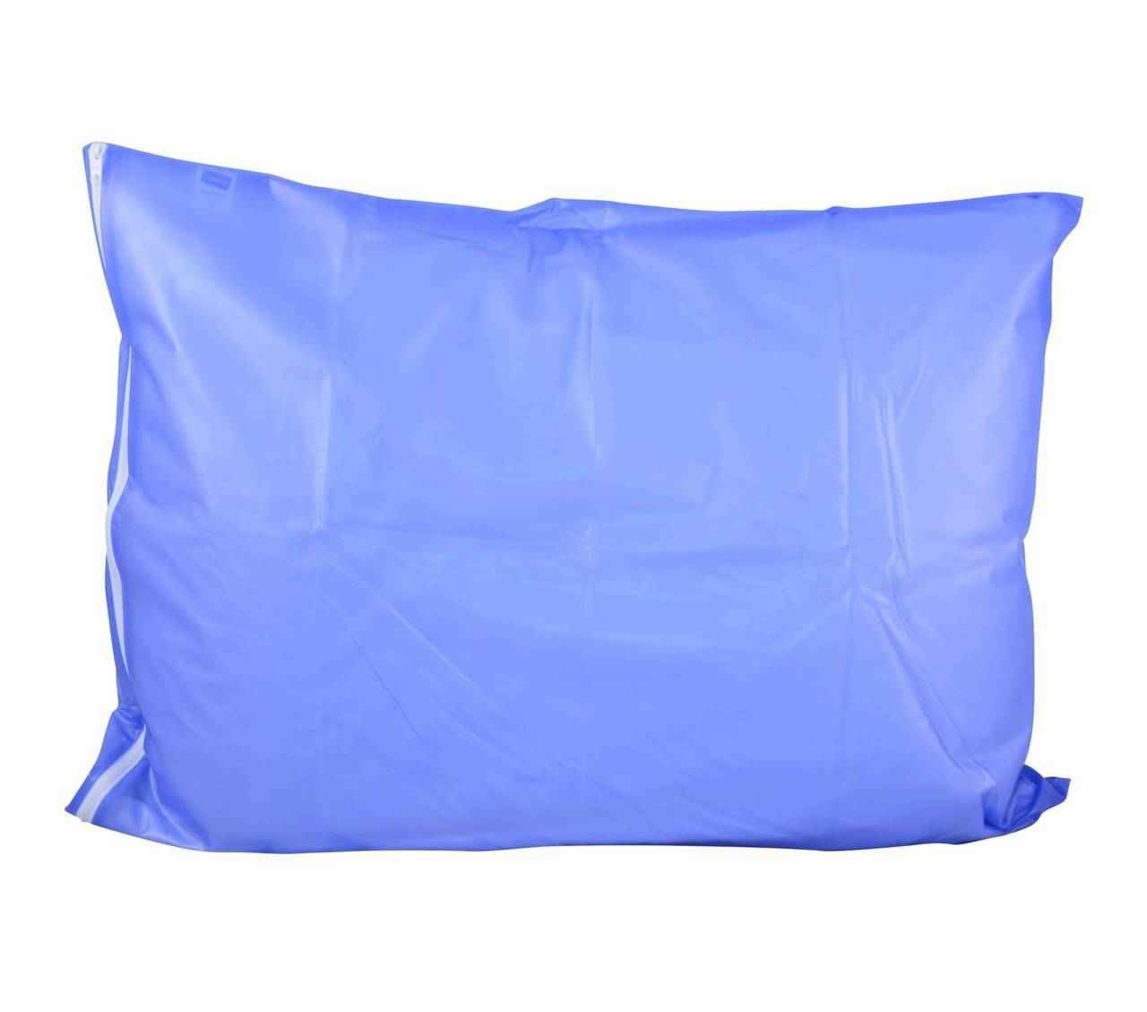 Heavy duty vinyl pillow cover, sapphire blue, zippered closure and stitched edges