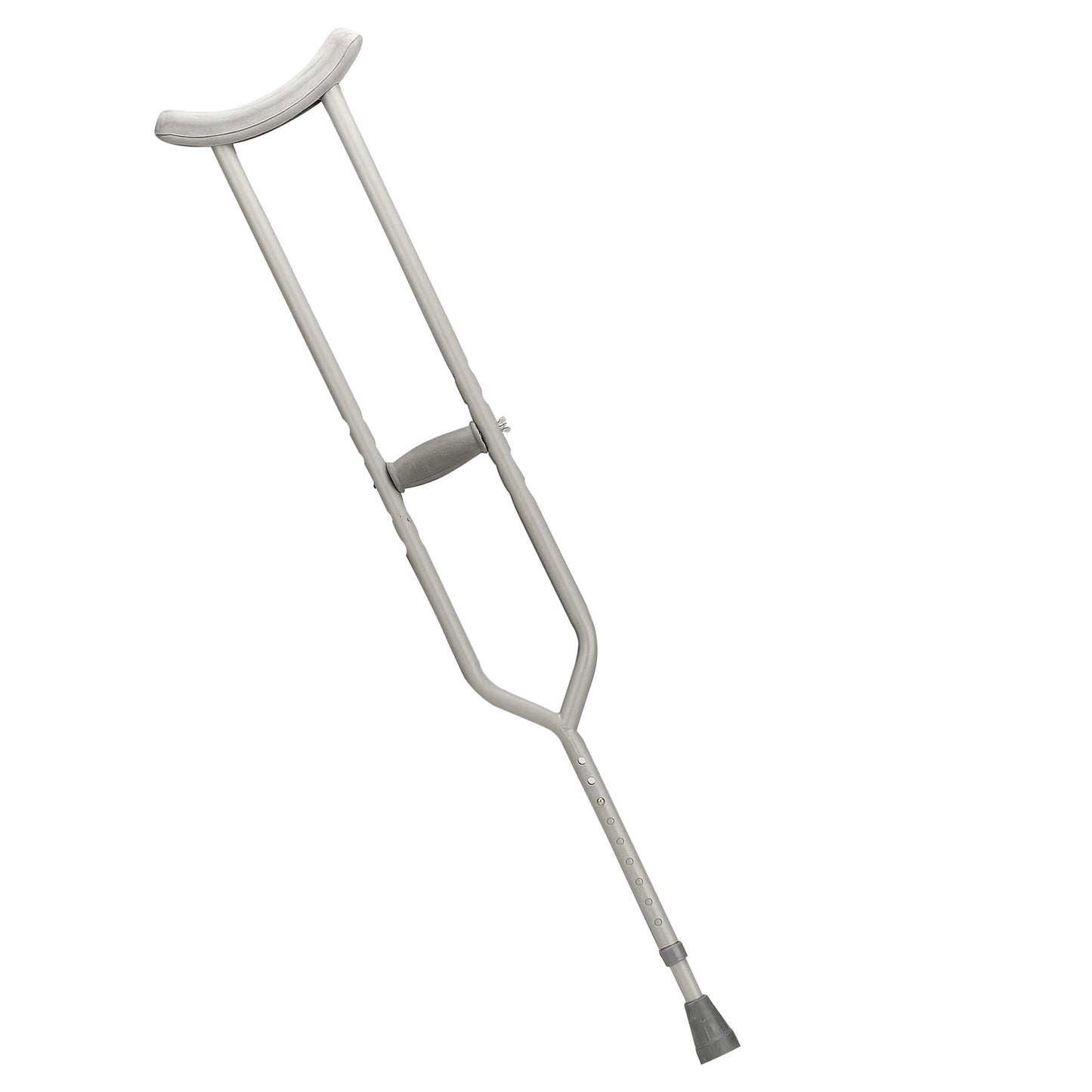 Heavy-duty adult walking crutch with padded underarm support and height adjustment