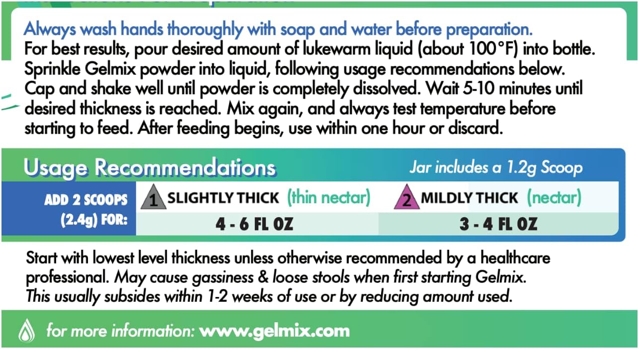Gelmix thickener usage recommendations for adding 2 scoops and dissolving in liquid