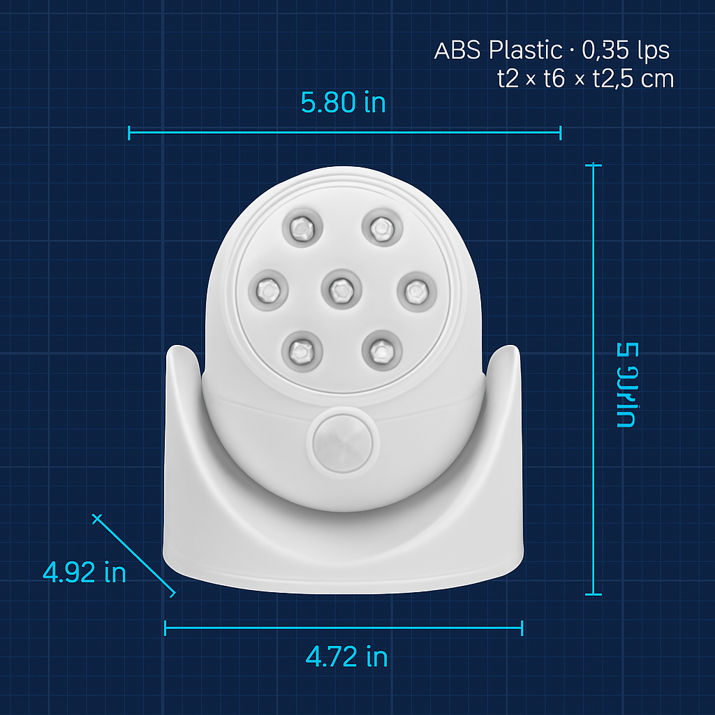 Wireless LED Spotlight 90 ° Motion Sensor Night Lamp 360°Rotate Cordless Stairs Lights Battery Operated w/23ft Sensing Range for Closet Bathroom LJGDeals