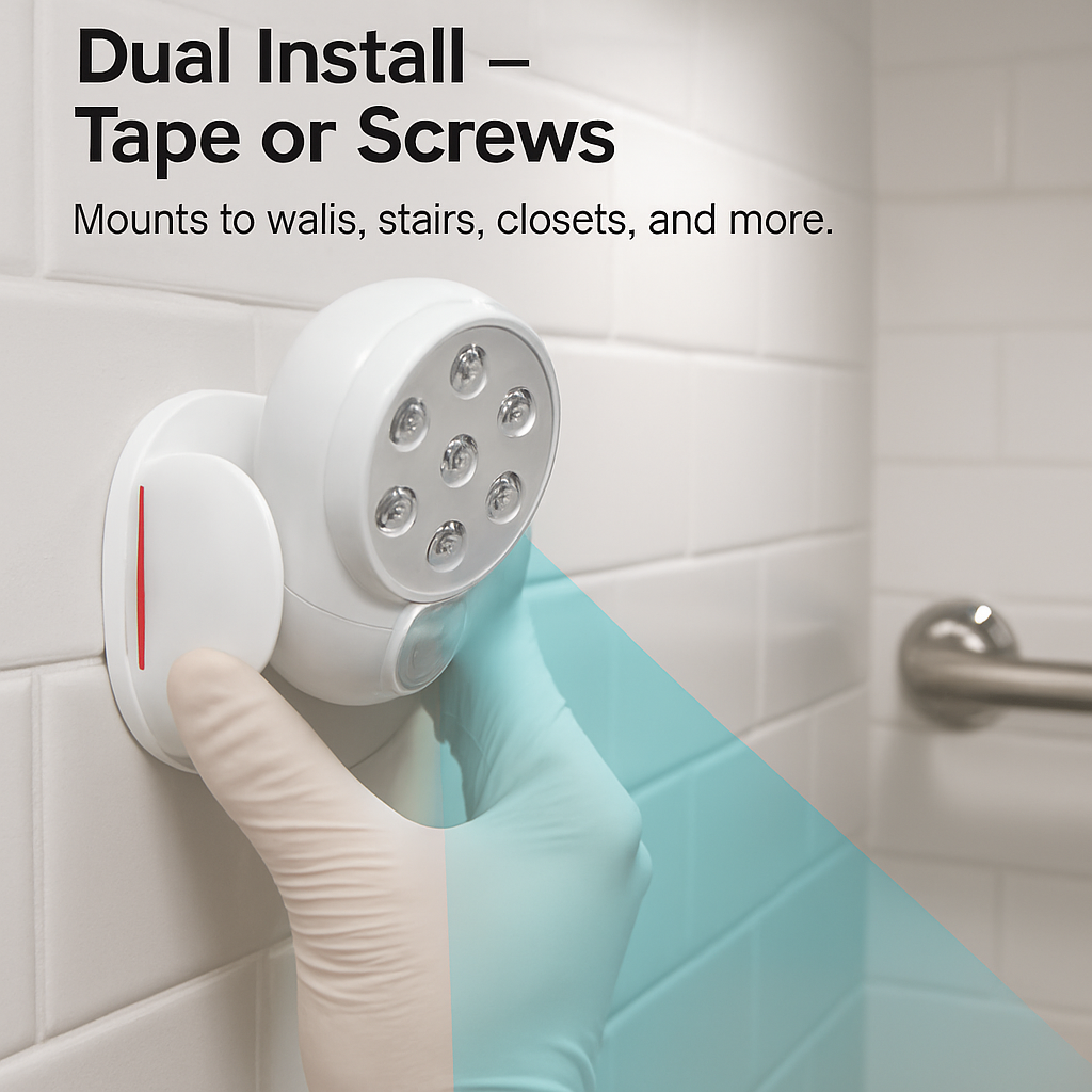 Wireless LED Spotlight 90 ° Motion Sensor Night Lamp 360°Rotate Cordless Stairs Lights Battery Operated w/23ft Sensing Range for Closet Bathroom LJGDeals