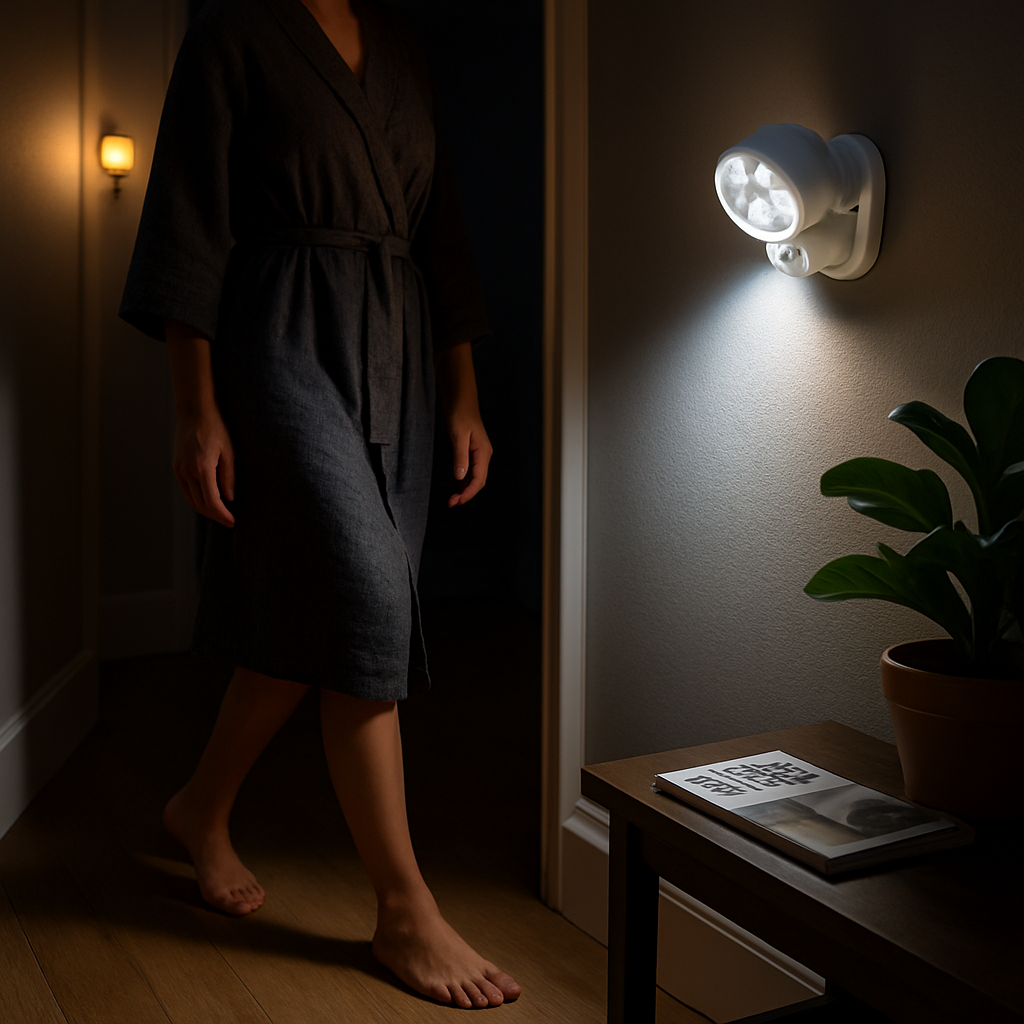 Wireless LED Spotlight 90 ° Motion Sensor Night Lamp 360°Rotate Cordless Stairs Lights Battery Operated w/23ft Sensing Range for Closet Bathroom LJGDeals