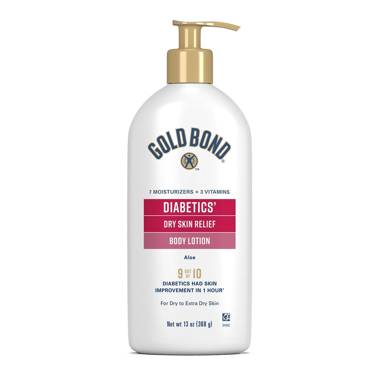 Gold Bond Diabetics' dry skin relief body lotion, fragrance-free 13 oz pump