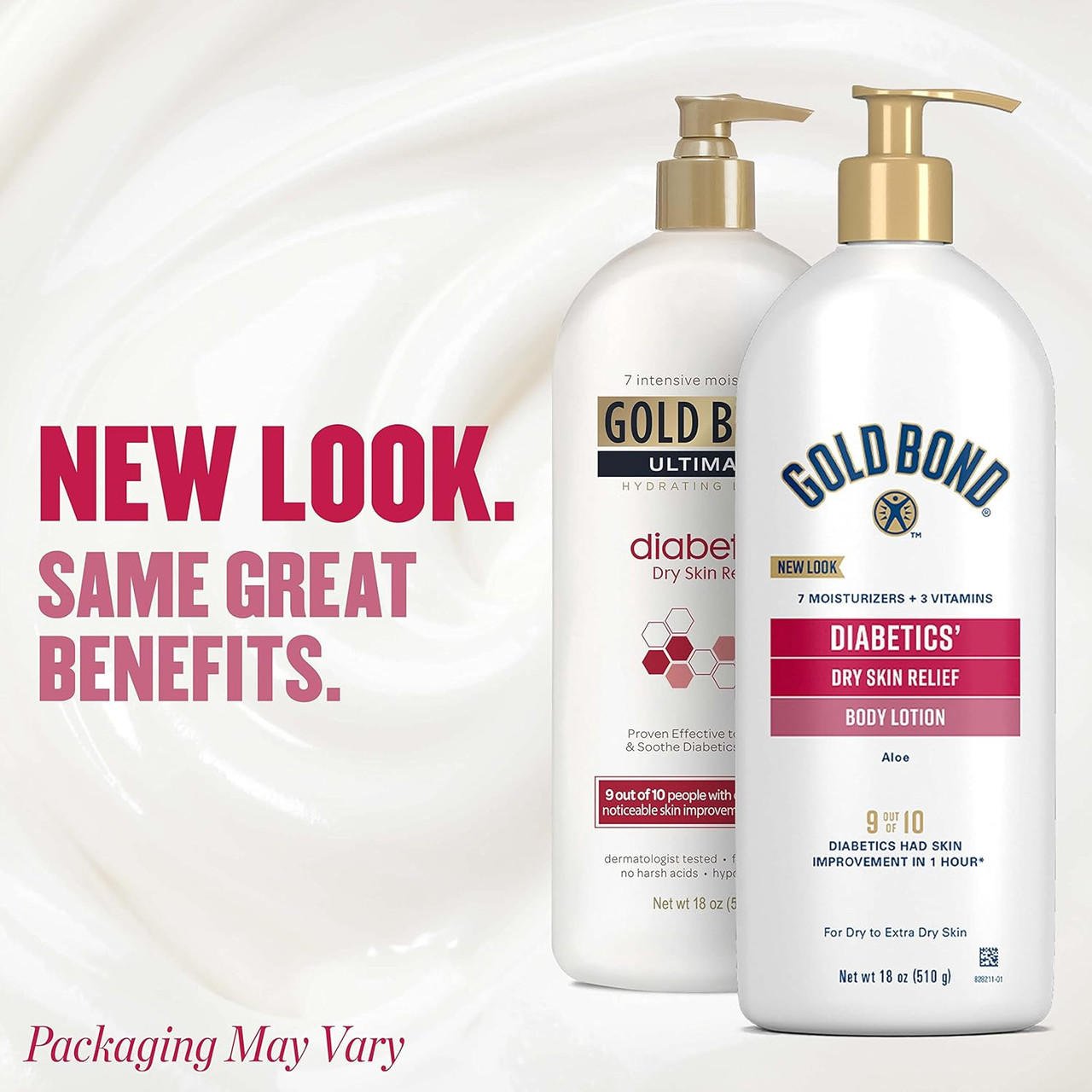 Gold Bond Diabetics' dry skin relief body lotion two pump bottles, new look