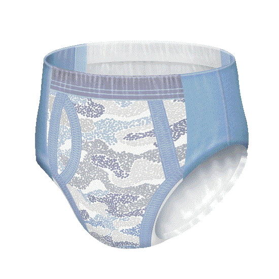 Boys youth nighttime underwear, light blue with white abstract print