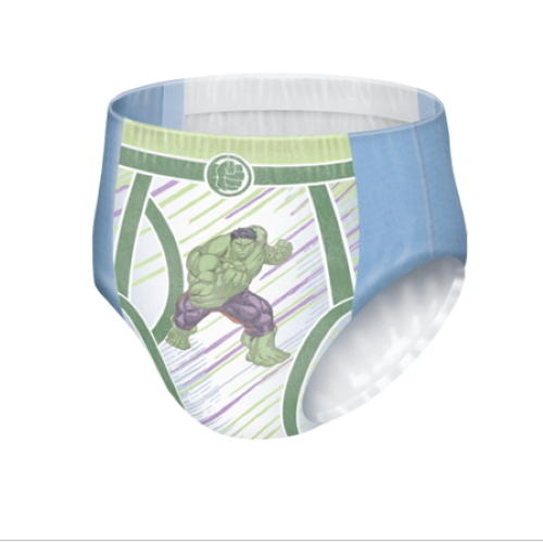 Boys youth nighttime underwear with Hulk graphic, light blue and white panel