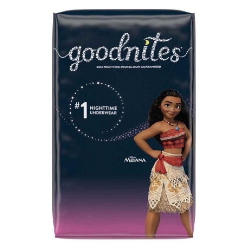 GoodNites youth nighttime underwear girls package featuring Moana character on box