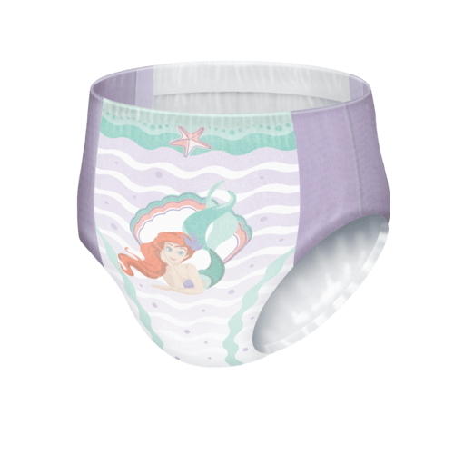 Girls nighttime underwear with ocean waves and mermaid character print