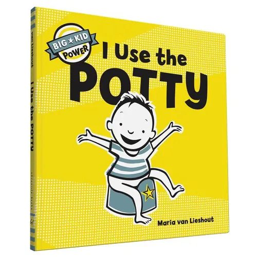 Hardcover potty training book with cartoon boy and title text