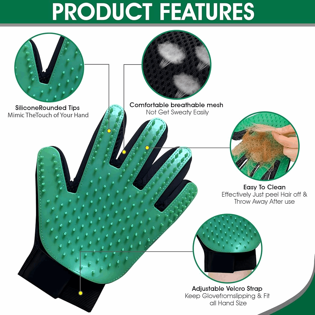 Pet grooming glove green