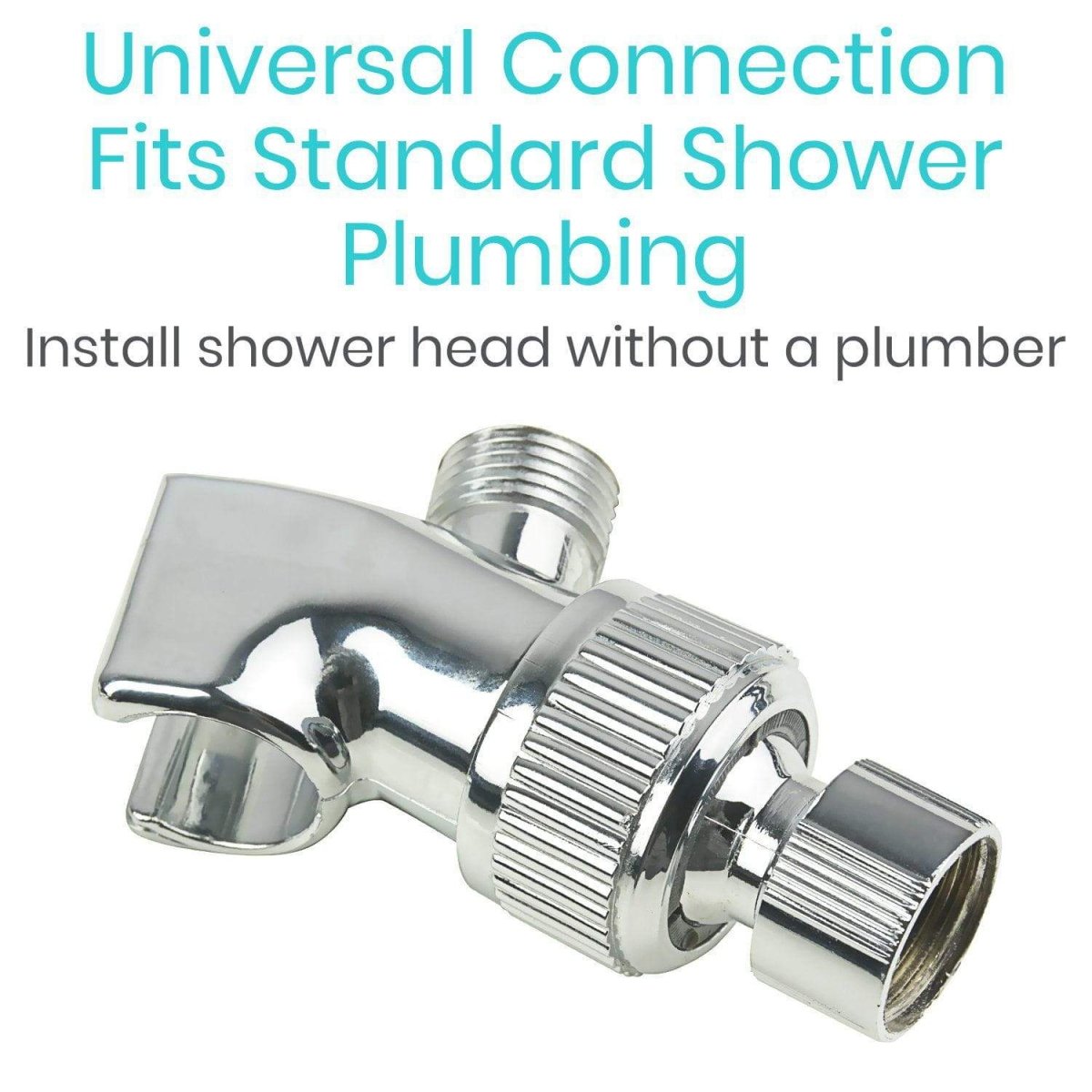 Universal shower hose connector fitting with chrome handheld sprayer attachment