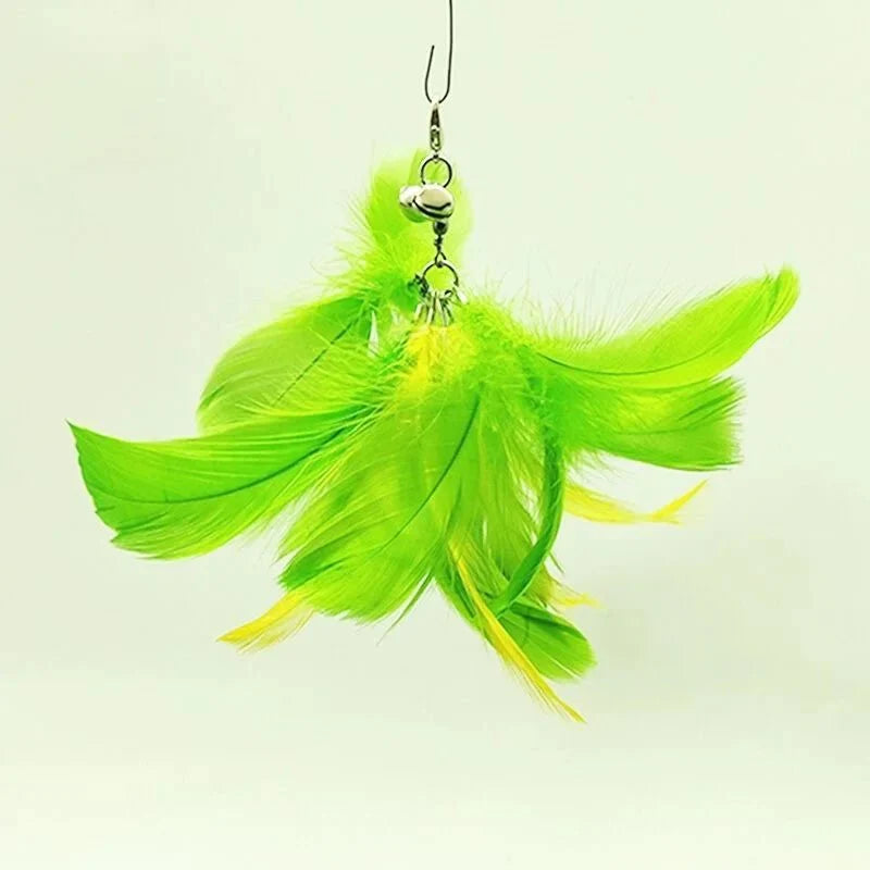 Hands-Free Feather Cat Wand with Bell – Suction Cup Interactive Toy