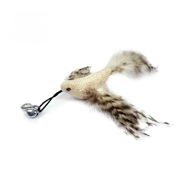Hands-Free Feather Cat Wand with Bell – Suction Cup Interactive Toy
