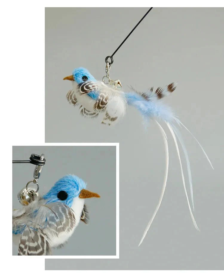 Hands-Free Feather Cat Wand with Bell – Suction Cup Interactive Toy