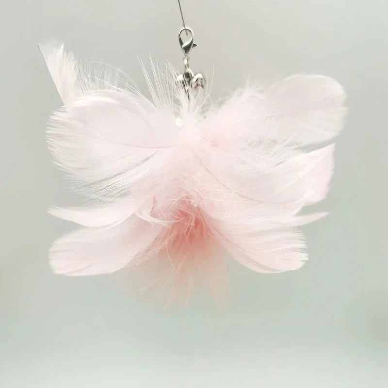 Hands-Free Feather Cat Wand with Bell – Suction Cup Interactive Toy