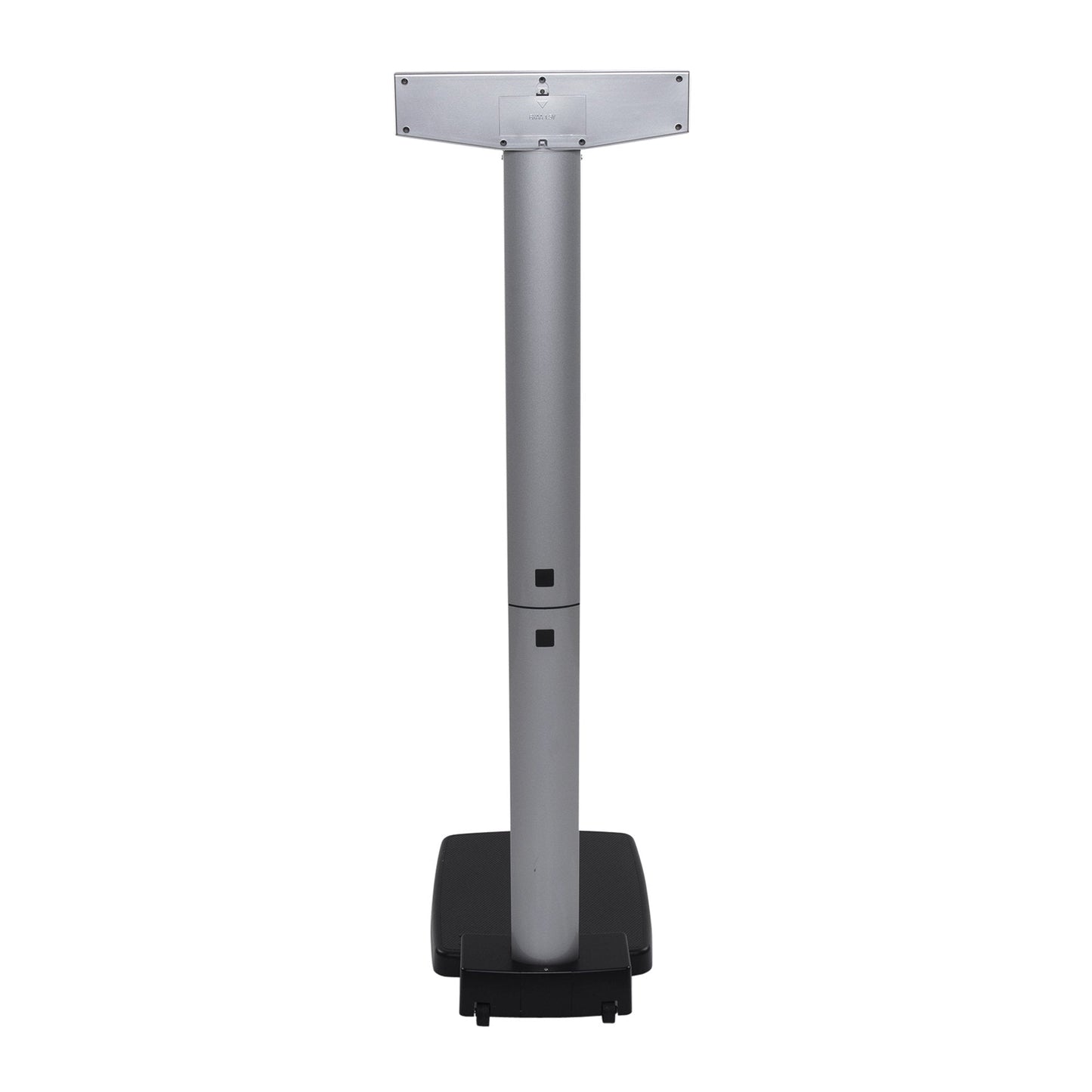 Full view of physician scale base and stainless height rod with display plate